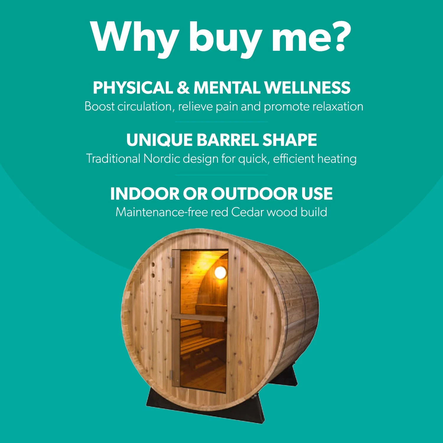 Deluxe 185 - 4 To 5 Person Indoor/Outdoor Barrel Sauna 4 Deluxe 185 - 4 To 5 Person Indoor/Outdoor Barrel Sauna - Image 2