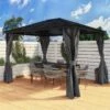 Fortrose 3x4m Black Metal Garden Gazebo With Grey Roof And Sides 2 Fortrose 3x4m Black Metal Garden Gazebo With Grey Roof And Sides -Hot Tubs Sale FTR060 1 Supersize