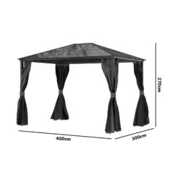 Fortrose 3x4m Black Metal Garden Gazebo With Grey Roof And Sides -Hot Tubs Sale FTR060 5 Supersize