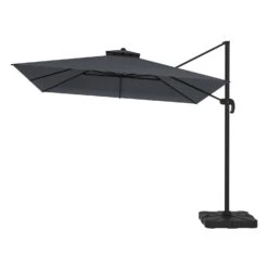 Como 3x3m Dark Grey Square Cantilever Garden Parasol With Base And Cover -Hot Tubs Sale FTR065 2 Supersize