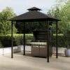 Fortrose 1.5x2.4m Black Metal BBQ Shelter Gazebo With Grey Canopy Roof -Hot Tubs Sale FTR108 1 Supersize