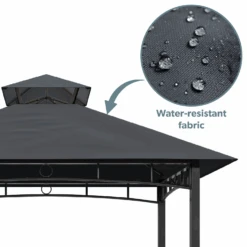Fortrose 1.5x2.4m Black Metal BBQ Shelter Gazebo With Grey Canopy Roof -Hot Tubs Sale FTR108 3 Supersize