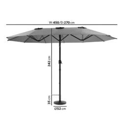 Como 2.7x4.5m Large Double Sided Grey Garden Parasol With Base And Cover 12 Como 2.7x4.5m Large Double Sided Grey Garden Parasol With Base And Cover -Hot Tubs Sale FTR144 3 Supersize