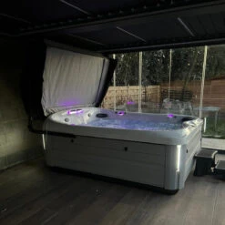 Jacuzzi® J495IP™ - 8-9 Person Hot Tub -Hot Tubs Sale J495HotTubPlatinumBrushedGrey Maudsley