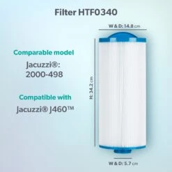 Jacuzzi® J460™ Large 40sq Ft Hot Tub Filter - 2000-498 -Hot Tubs Sale Model compatibility dims HTF0340