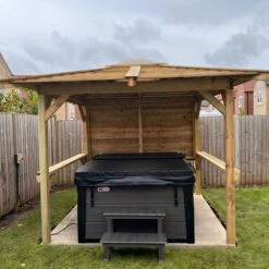 Brentano Wooden Hot Tub Gazebo With Tinted Dome Roof -Hot Tubs Sale OutdoorTopazPLATGREYwithBrentano2xbars1xside Linwood2Square d21af188 9132 4bf4 bed9 115f8b04d48c